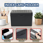 H4D 4x6 Index Card Holder with 100 Heavyweight Ruled Index Cards and 25 Plastic Dividers, Black