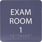 ADA CENTRAL SIGNS - 6" X6" Exam Room 1 Sign - ADA Compliant Tactile Graphics Grade 2 Braille Text Acrylic Wall Signs - Educational Institution Directional Assistance Test Center Door Sign for Schools