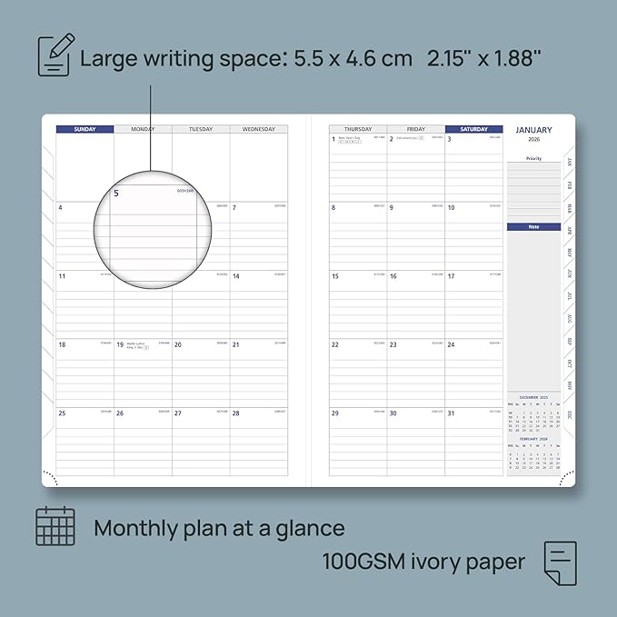 POPRUN 2026 Weekly Planner (A4 Size-8.25'' x 11.75''), 15-Minute Appointment Book (Jan 2026-Dec 2026) with Monthly Tabs, Inner Pockets, Pen Holder, PU Leather Softcover, 100GSM - Burgundy