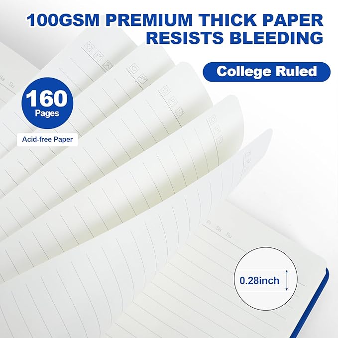 SUQJOY Lined Journal Notebooks for Writing, 100 GSM Thick Paper, 8 Pack Hardcover Notebooks, A5 College Ruled Notebook, Journaling Notebook for School/Travel/Office (Assorted Color- 8 Pack)