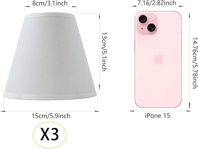 TAaMTYH small lamp shade chandelier shades set of 3，Fabric Lampshade for Wall Lamp，chandelier shades，small tadle lamps，For Cutting Edge bulbs, Clip-on Fitter Lampshade，3" X 6" X 5"