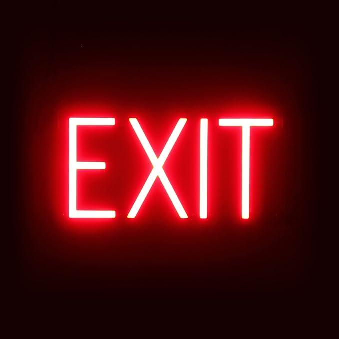 SpellBrite EXIT Sign | Directional Sign with Neon Look, Red LED Light Source | 14.1" x 6.3"