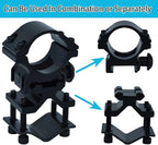 2 Pack Flashlight and Laser Sight Mount with Barrel Adapter,Detachable 1 Inch Scope Ring and Picatinny Rail Mount Combo