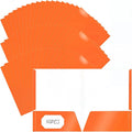 Jutom 50 Pcs 2 Pocket Glossy Paper Folders Glossy Paper Laminated Portfolios, Letter Size, Presentation Folders with Pockets for Office Teacher Worker Supplies (Orange)