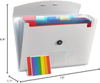 Expanding File Folder - 13 Pockets White Accordion Filing Organizer for Documents, Aesthetic Paper Folder