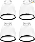 Eidonta 4 Pack Clear Glass Shade Replacements, Bell Shaped Glass Shade Covers with Black Ring, 4.92"High, 4.72"Diameter, 1.65 "Fitter, High Transmittance Globe Lampshade
