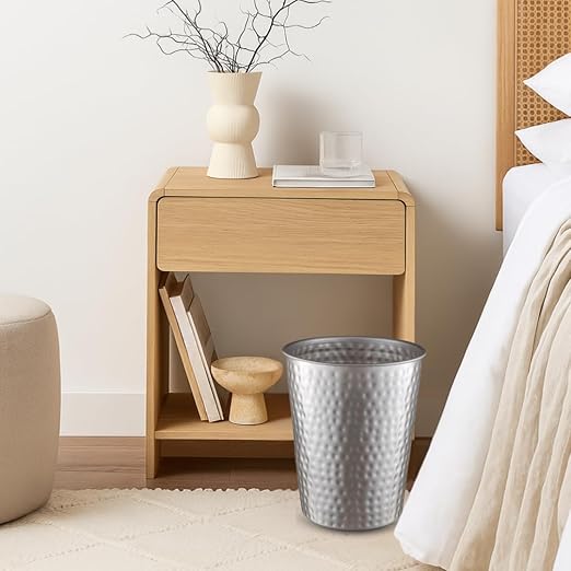 Monarch Abode Metal Bathroom Trash Can – Waste Basket for Bedroom, Office Desk, & Dorm, Hand Hammered, Durable Decorative Pewter Small Trash Can Bathroom Garbage Bin Wastebasket