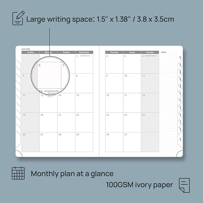 POPRUN 2026 Planner (Medium - 6.5'' x 8.5'') - 2026 Weekly Calendar ((Jan. 2026 - Dec. 2026) with Hourly Time Slots, Weekly/Monthly Appointment Book for Time Management - Leather Soft Cover - Brown
