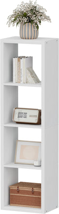Jpiziso 4 Cube Storage Organizer Single Row, Cube Shelf with Heavy-Duty Thick Boards, 13.31" L x 9.37" W x 48.82" H, Smooth Easy-Clean Panels, Simple Assembly, for Living Room Bedroom Office, White