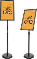 DISPLAYSWORKER Adjustable Poster Sign Stand 11 x 17,Floor-Standing Sign Holder with Heavy Duty Pedestal,Aluminum Snap-Open Frame , Vertical and Horizontal View Sign Displayed, Black (11 x 17)