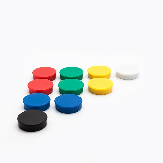 Bullseye Office 24 Round Black Fridge Magnets, Button Shaped, Small Colorful Magnetic Discs for Kitchen, Cabinet or Classroom, Perfect Whiteboard Supplies for Teachers (Black)