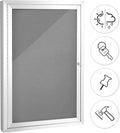 SWANCROWN Enclosed Bulletin Board Grey Felt Displays Boards Weather Resistant Wall Mounted Notice Case,28x20inches