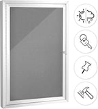 SWANCROWN Enclosed Bulletin Board Grey Felt Displays Boards Weather Resistant Wall Mounted Notice Case,28x20inches