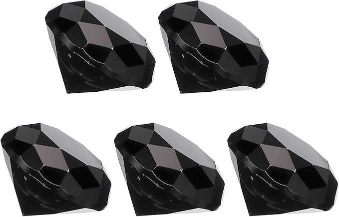 PATIKIL 5 Pcs Diamond Crystal Paperweight, 40mm / 1.57 Inch Crystal Paperweight Paper Weight for Home Office Desktop Table Decor Wedding Party Jewelry Ornaments, Black