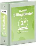 SUNEE 3 Ring Binder 2 Inch 1 Pack, Clear View Binder Three Ring PVC-Free (Fit 8.5x11 Inches) for School or Office Supplies, Sage Green