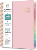 2026 Planner, Weekly and Monthly Planner, January 2026 - December 2026, 8.5" x 11" Agenda Planner with Monthly Tabs, Goal Setting & Time Management Organizer for Women, Light Pink
