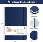 ViVin Lined Journal Notebooks for Work,192 Pages,Medium 5.5 x 8.3 inch,College Ruled,A5 Hardcover Journaling Notebooks for Work,3 Pack(Black,Navy Blue,Dark Dreen)