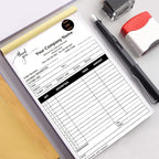 Custom Carbonless Sales Invoice Form Books for Small Business, Personalized NCR 3-Part Receipt Book with Carbon Copies, Cover Add Company Name, Address and Number Printed