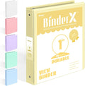 BinderX Extra Durable 3 Ring Binder, Round Ring 1 Inch Binders, Fits 175 Sheets of 8.5x11 Paper, Customizable View Cover with Inside Pockets, Cute 1" Binder, School Supplies for Girls, Yellow