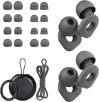 LOETRUY 2 Pairs of Earplugs for Sleeping,Reusable Hearing Protection Ear Plugs with 8 Pairs Ear Tips & One Connector Cord,Soft Earplugs for Noise Reduction,Concert,Musician & Work - 25dB-30dB