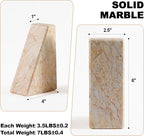 Marble Bookends，Natural Decorative Bookend for Shelves, Non-Skid Book End for Heavy Books, Idea Book Stoppers & Holder for Desk Bookshelf Decor, Modern Home Decor Cream Color Book Ends, Set of 2