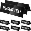 6 Pieces Table Top Reserved Sign Table Signs Reserved Seating Signs Double Sided Table Tent Sign for Wedding Restaurant Family Ceremony Events (White Words Black Background,7.8 x 2.75 Inches)