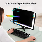 【2 Pack】 Computer Privacy Screen Protector for 23, 23.6, 23.8 and 24 Inches Monitor Anti Blue Light Filter Hanging Type Anti Scratch Easy Installation Shield for Desktop Computer (24 Inches)