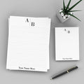 PrintPPS Personalized Monogram Notepads with your 2 Initials Diagonally - 2 Pack Gift Set of 8.5 x 11 @ 50 Sheets Per Pad - Optional Ruled Lines - Custom Stationery For To Do Checklists, and Gifts