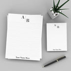 PrintPPS Personalized Monogram Notepads with your 2 Initials Diagonally - 2 Pack Gift Set of 8.5 x 11 @ 50 Sheets Per Pad - Optional Ruled Lines - Custom Stationery For To Do Checklists, and Gifts
