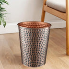 Monarch Abode Metal Bathroom Trash Can – Waste Basket for Bedroom, Office Desk, & Dorm, Hand Hammered, Durable Decorative Antique Copper Small Trash Can Bathroom Garbage Bin Wastebasket