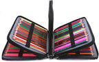 Vomgomfom Colored Pencil Case - 200 Slots Holder With Zipper Closure, Twill Fabric Large Capacity for Watercolor Pens or Markers, Organizer for Artist (Black)