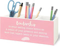 URLLUAE Leadership Gifts Wooden Pen Pencil Holder for Office Desk Accessories, Thank You Appreciation Gifts for Leader Boss Lady Mentor Supervisor, Pink Makeup Brush Toothbrush Holder Organizer