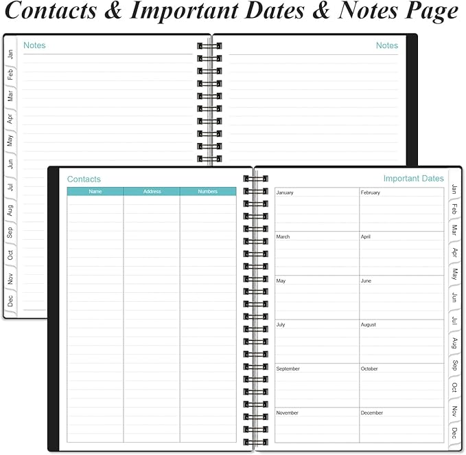 Daily Planner 2026 Full Page Per Day- 2026 Daily & Monthly Planner from January 2026 to December 2026, Day Planner 2026 with 12 Months Tabs, 6.4" x 8,5", Black