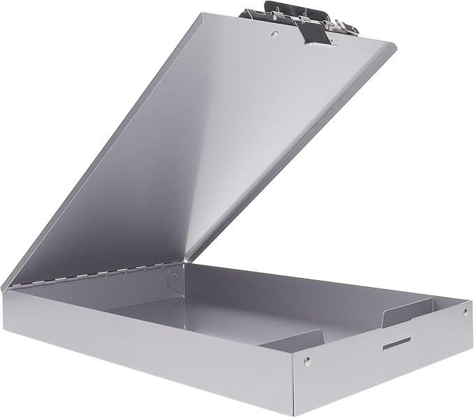 Saunders Metal Clipboard with Storage, Silver Single Layer Nursing Clipboard Folio, Letter Size Paper Organizer, Steel Clip with Self Locking Latch, Form Holder for Office, School & Work - Made in USA