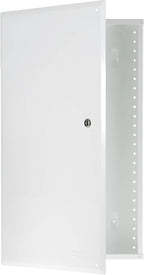 On-Q 20" Structured Media Enclosure with Hinged Cover Lock, Glossy White, Surface or Flush Mount