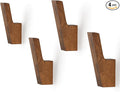 VIS'V Walnut Wall Hooks, Wall Mount Wooden Coat Hooks for Entryway Cubicle, Brown, 4 Pcs