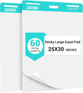 SHARBDA Sticky Easel Pad, 25 in x 30 in,Flip Chart Paper,Sticky Chart Paper for Teachers, Large Self-Stick Easel Paper,Super Sticky & Bleed-Resistant,30 Sheets/Pad,2 Pads
