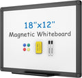 VIZ-PRO Magnetic Whiteboard/Dry Erase Board with Black Aluminium Frame, 18 X 12 Inches, Includes 1 Eraser & 2 Markers & 4 Magnets