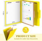 Skyygemm 72 Pcs Classification Folders Letter Size, 1 Divider Pressboard File Folder with Fasteners, Expanding File Organizer Bulk for School Teachers, Office Employee, Coworker, Staff (Yellow)