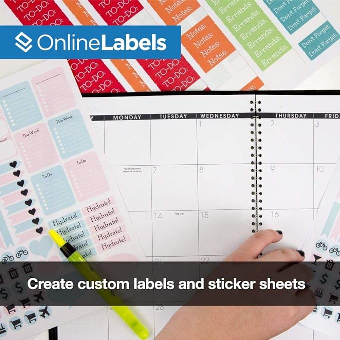 Sticker Paper, 10 Sheets, White Matte, 8.5" x 11" Full Sheet Label, Works with Inkjet and Laser Printer, Compatible with Electronic Cutting Machines, OL177WX, OnlineLabels
