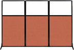 Versare Workstation Partition | Portable Wall Divider | Modern Office Cubicle | Free Standing Privacy Screen | Flexible Work Space | 99" x 70" W/Window, Papaya Fabric Panels