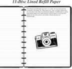 Letter Size Discbound Refill Paper, 11 Disc Paper Refill for Note-Taking System Discbound Planner, 100Sheets / 200Pages Discbound Paper, 100gsm, White, 8.5'' x 11''