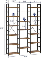 NUMENN 6-Tier Bookshelf Triple Column Bookcase with 17 Adjustable Open Display Shelves, Modern Book Shelves，Rustic Industrial Style Bookshelves for Bedroom, Living Room and Home Office, Vintage