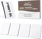 Availey 40 Pieces (3 x 2) - White Magnetic Dry Erase Labels - Reusable Strips for Classroom Home Office Garage - Refrigerator Blank Writable Erasable Cards - Name Tags Students Locker Shelf