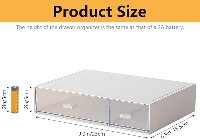 Desk Organizer-Stackable Storage Drawers, Desk Drawer Organizer Perfect For Collection Small Item/Cosmetic Office Supplies - 2 drawers (White)