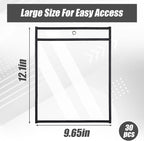 30 Pack Job Ticket Holders, 9x12 Clear Heavy Duty Ticket Holder, Plastic Paper Sleeves Document Protectors Dry Erase or Shop Office Classroom Work Orders (Black)