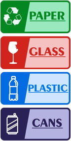 4PCS Recycle Stickers for Trash Bins，Self-Adhesive Waterproof and Fade Resistant Trash Recycle Stickers, Recycling Labels for Trash Can for Home, Office, Apartment, Hotel, School and Public Area