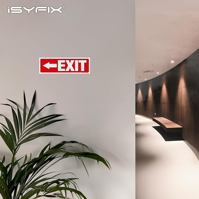 iSYFIX Exit Signs - 12 Pack 12x4 Inch Directional Left Arrow Signs, 40 mil Polystyrene Plastic, UV Laminated, Scratch & Fade Resistant, Waterproof - Ideal for Office, Theater, School, Business