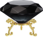 PATIKIL Diamond Crystal Paperweight, 100mm / 3.94" Crystal Paperweight Paper Weight with Gold 25 Metal Base for Home Office Desktop Table Decor Wedding Party Ornaments, Black