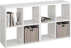IRONMIX Metal Short Bookshelf, White Small Bookshelf with Storage, Modern 4 Cube Storage Organizer with Shelves, Open Cube Shelf, Small TV Stand for Home Office Library (White, 700-2 Set)